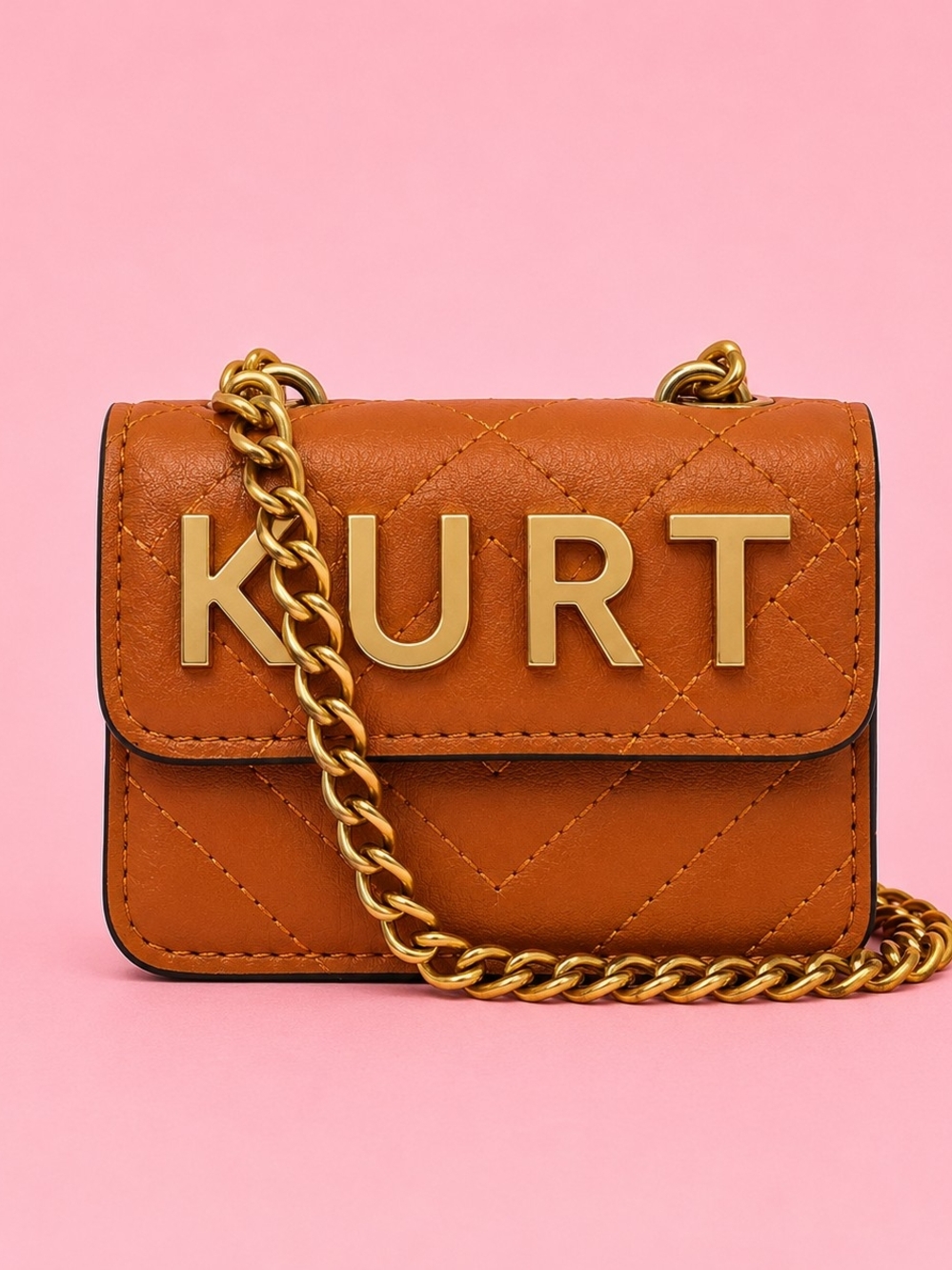Kurt Mini Quilted Crossbody Bag in Cognac